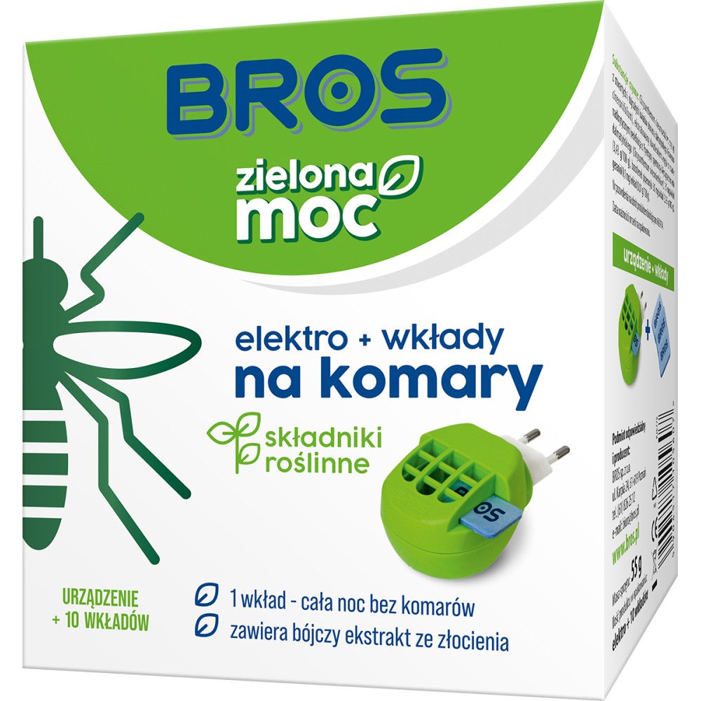 BROS ZIELONA MOC ELEKTRO+10 WKŁADÓW NA KOMARY