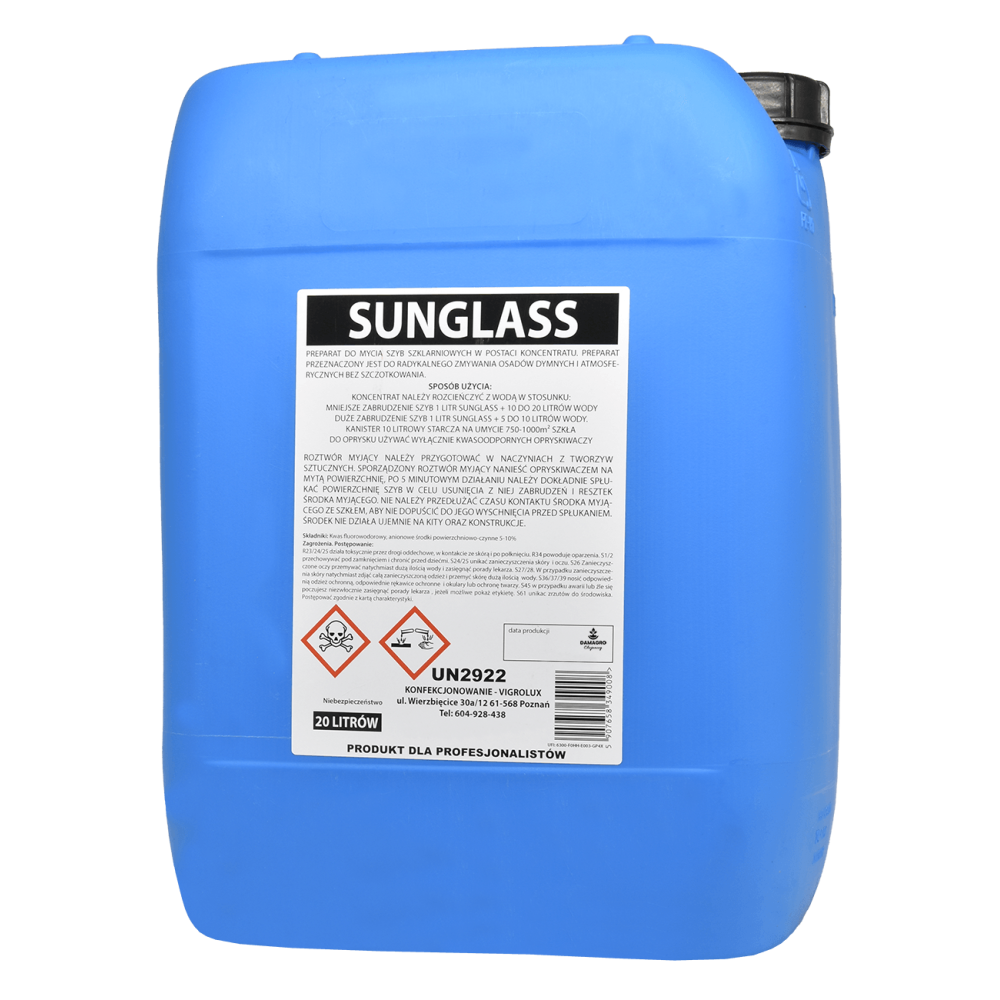 SUNGLASS 20L ŚRODEK DO MYCIA SZYB W SZKLARNIACH