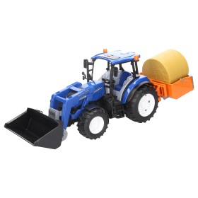 BRUDER 02187 TRAKTOR NEW HOLLAND TS.120 Z ŁADOWOWACZEM I AKCESORIAMI