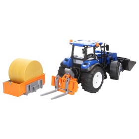 BRUDER 02187 TRAKTOR NEW HOLLAND TS.120 Z ŁADOWOWACZEM I AKCESORIAMI