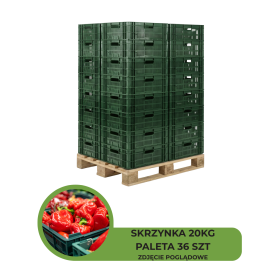 SKRZYNKA POJEMNIK TYP OZS2 20KG ZIELONA PALETA 36 SZTUK