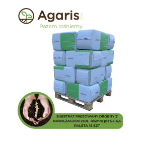 AGARIS SUBSTRAT FREZOWANY DROBNY Z NAWILŻACZEM 250L 0/4 mm pH 5,5-6,5 - PALETA 15SZT