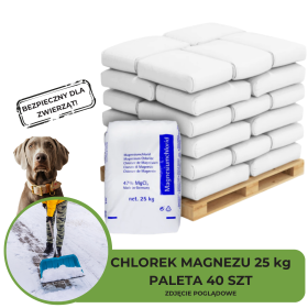 CHLOREK MAGNEZU SZEŚCIOWODNY DROGOWY PALETA 40 SZTUK (WORKI 25 KG)