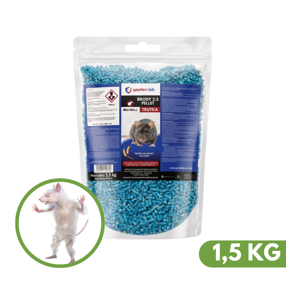 BRODY 2.5 PELLET GRANULAT GRYZONIOBÓJCZY 1,5 KG WIADRO