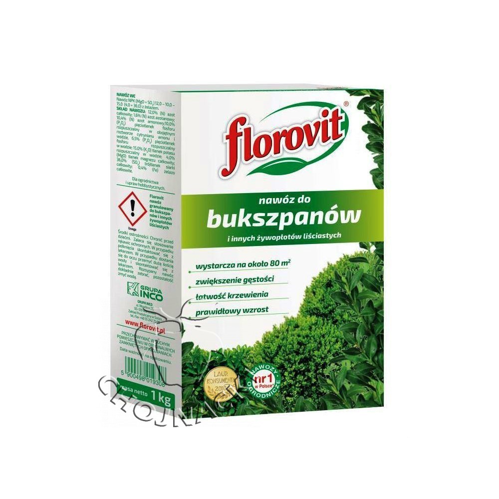 FLOROVIT NAWÓZ DO BUKSZPANÓW I INNYCH ŻYWOPŁOTÓW LIŚCIASTYCH 1 KG