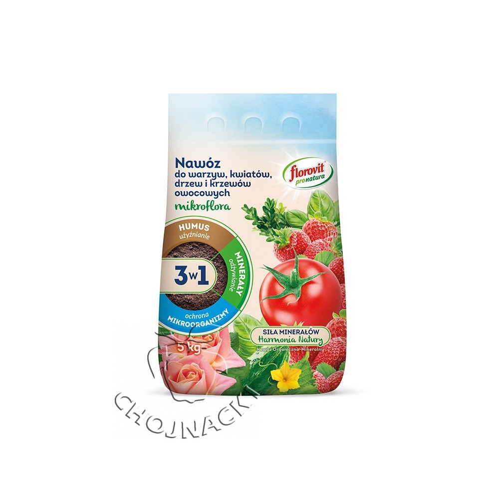 FLOROVIT PRO NATURA MIKROFLORA 3w1 WARZYWA, KWIATY, KRZEWY OWOCOWE 5 KG