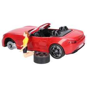 CZERWONY ROADSTER Z FIGURKĄ KOLARKI I ROWEREM 03485