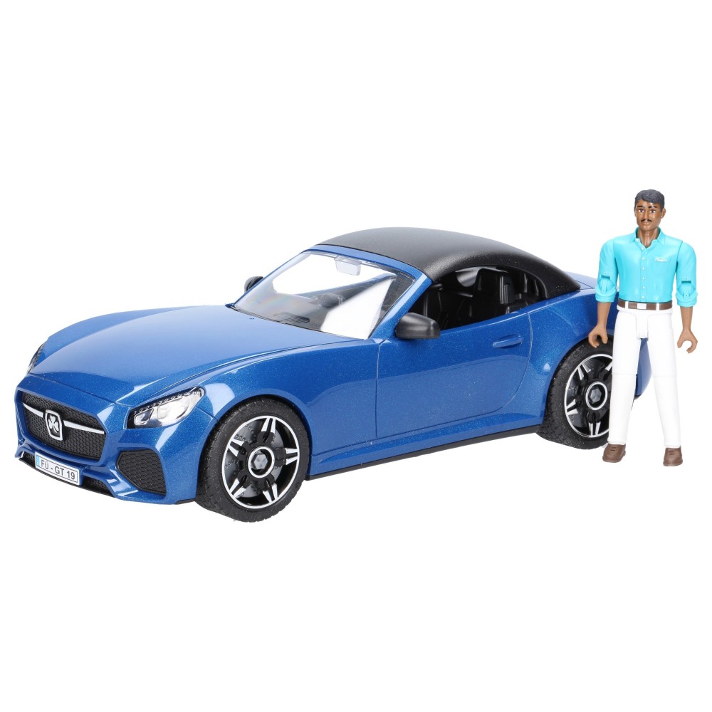AUTO NIEBIESKI ROADSTER ZE ZDEJMOWANYM DACHEM I KIEROWCĄ BRUDER 03481