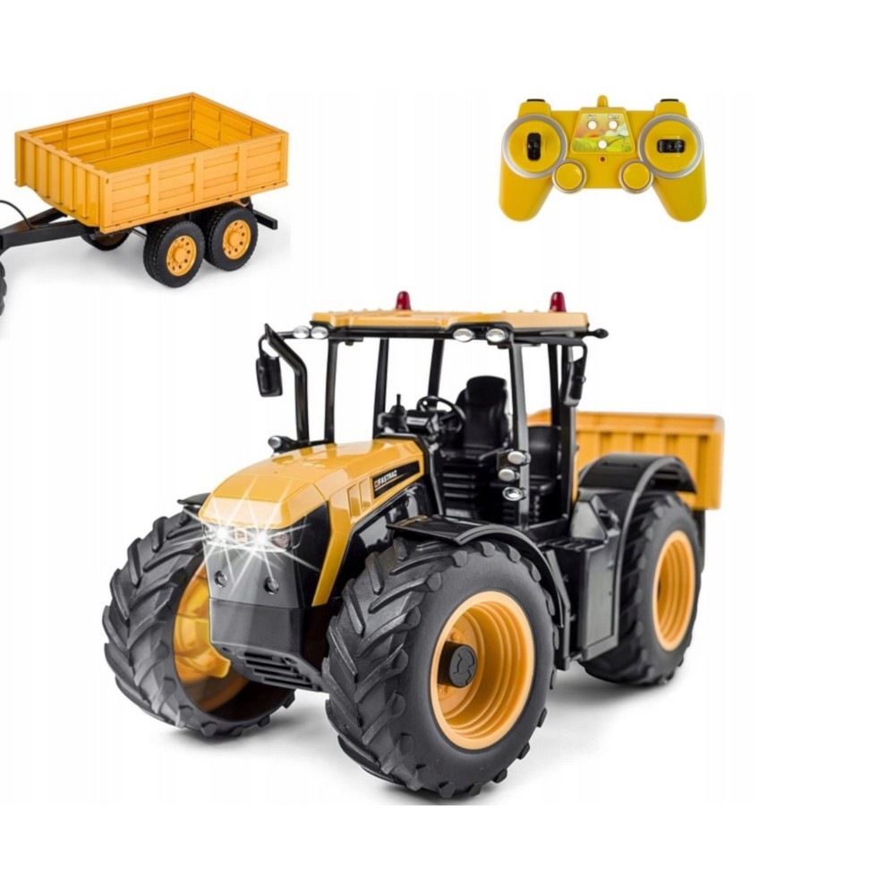 ZDALNIE STEROWANY TRAKTOR JCB FARM Z PRZYCZEPĄ E360