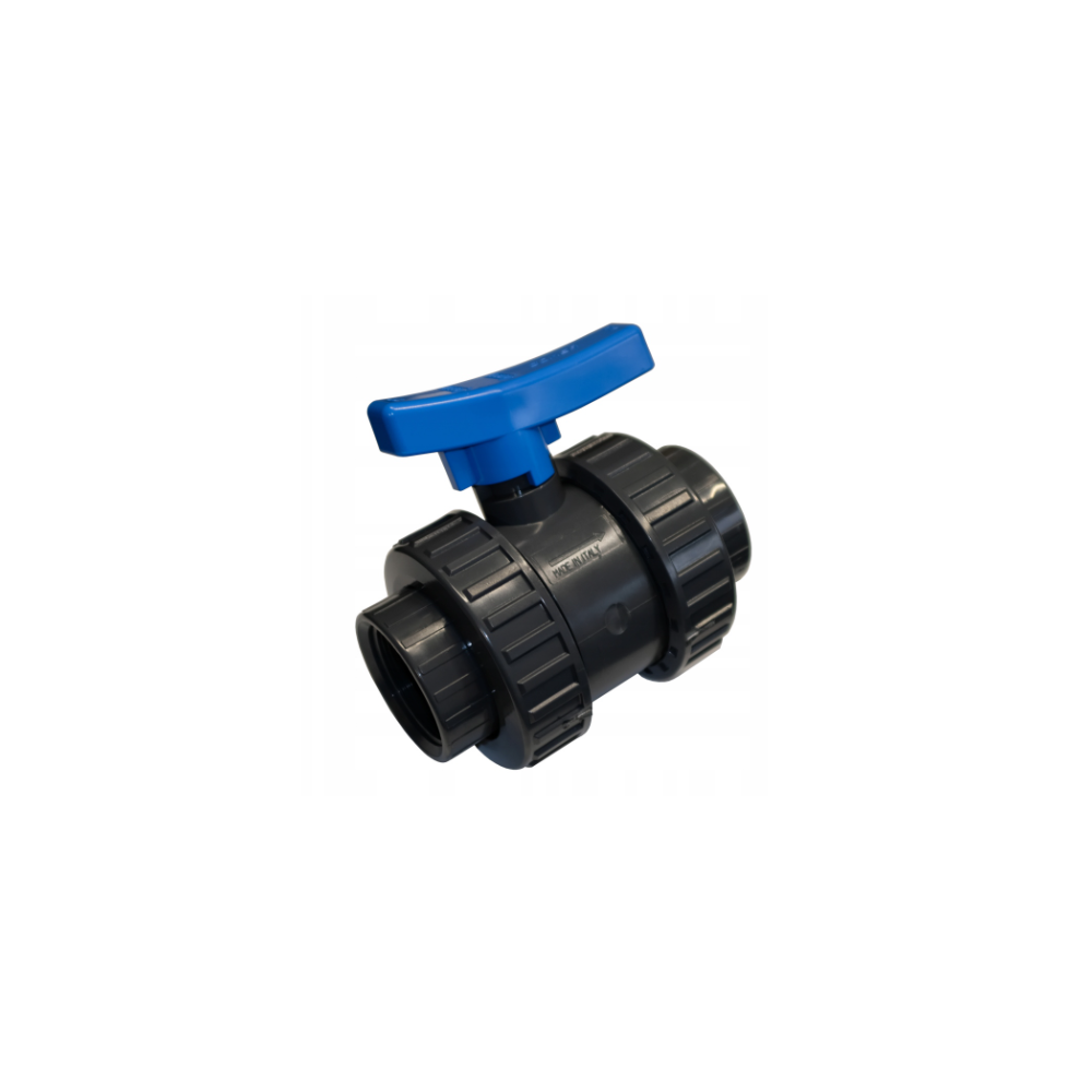 ZAWÓR KULOWY PVC COMER 3/4" PODWÓJNY ŚRUBUNEK PN16